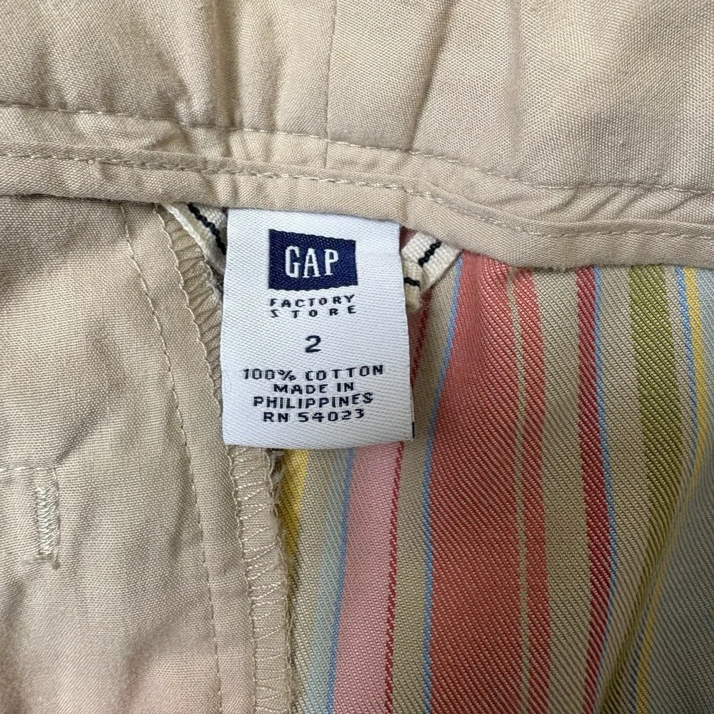 Womens GAP capri pants. Size 2. Tan w/multicolor stripes - Picture 2 of 4